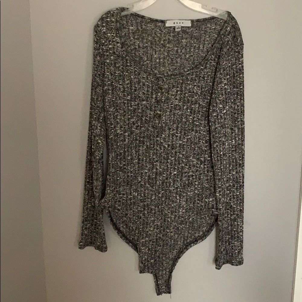 Grey ribbed bodysuit